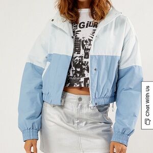 Pacsun Color Block Blue Cropped Jacket